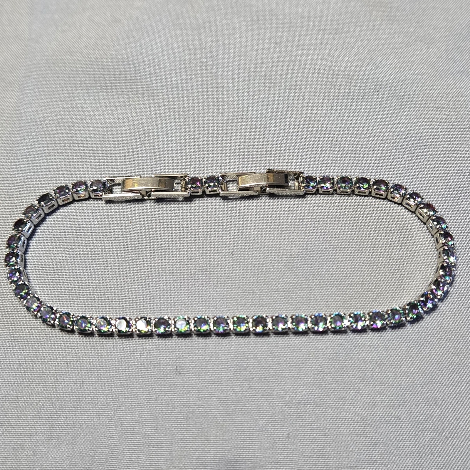 Rainbow Zircon Tennis Bracelet Silver Tone